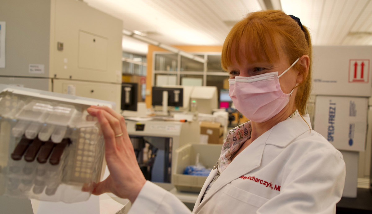 Photo of Dr. Plocharczyk at the lab